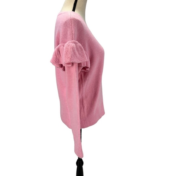 INC Long Sleeve Crew Neck Ruffle Shoulder Sweater - Peony Dream Pink -size Large - Picture 2 of 10